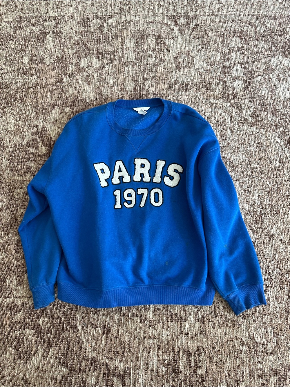 H&M Royal Blue 'PARIS 1970' Crewneck Sweatshirt